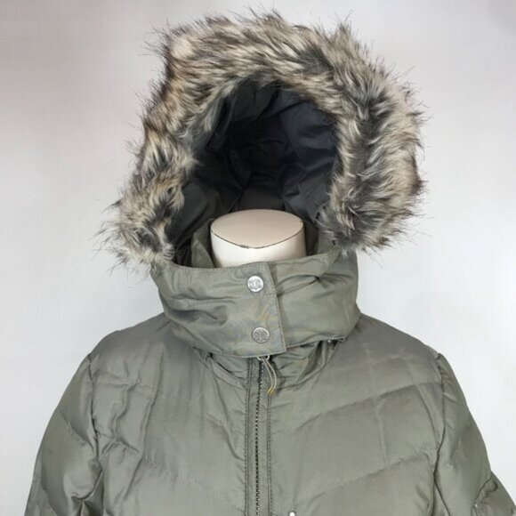 EDDIE BAUER ~ WOMENS MEDIUM ~ GRAY QUILTED DOWN PARKA DOWN COAT WITH HOOD - Picture 2 of 8